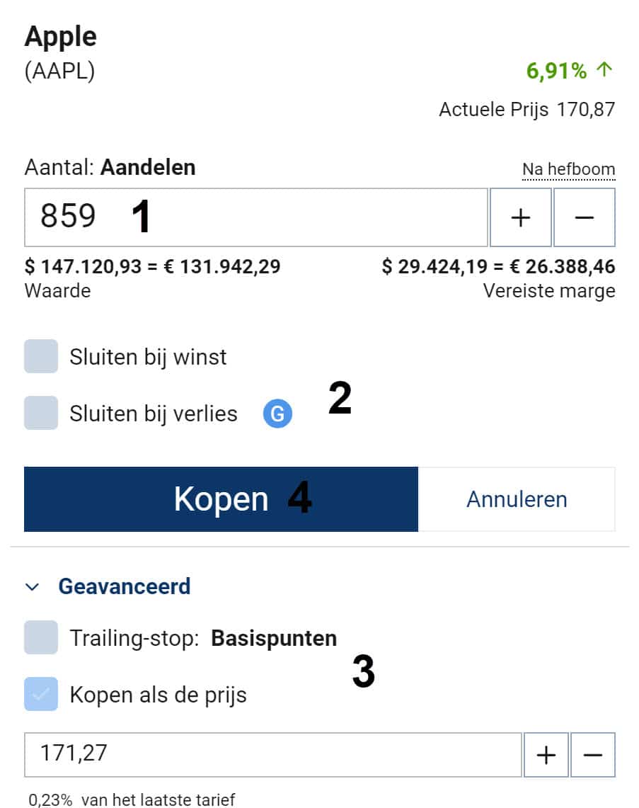 Aandelen order Plus500