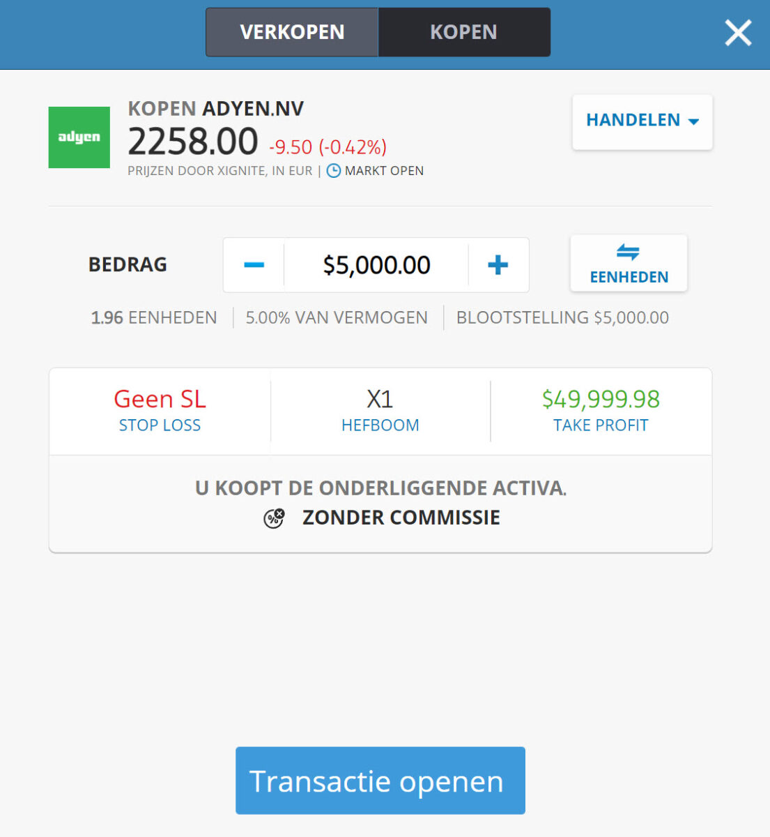 Aandelen order eToro