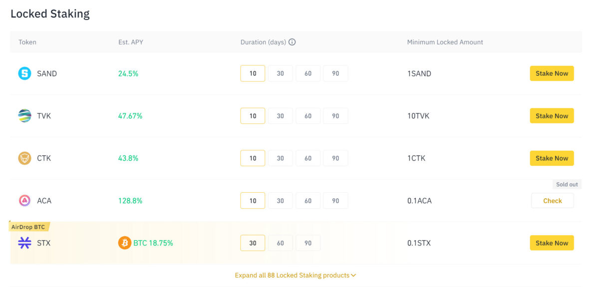 Binance staking