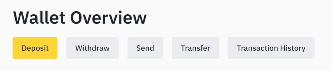Binance wallet overview