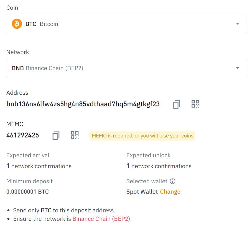 Crypto storten Binance