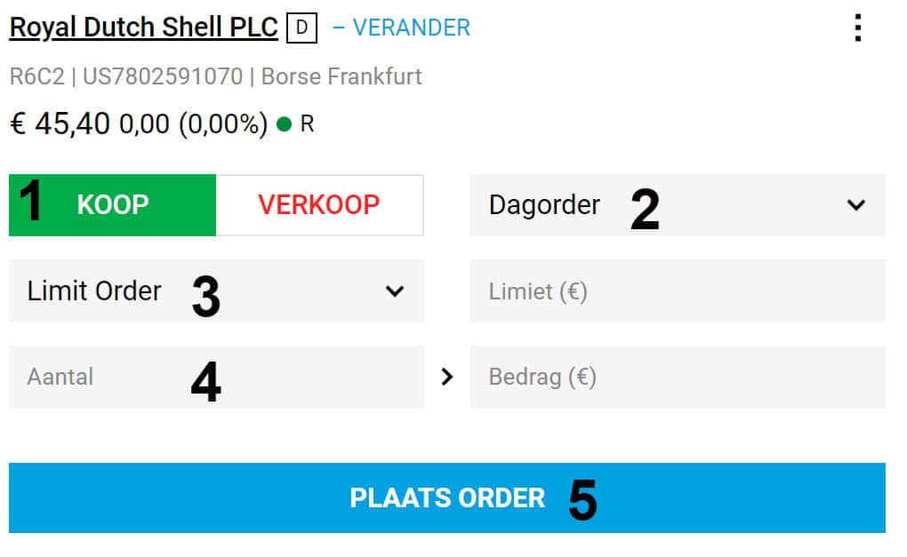 DEGIRO order plaatsen handleiding
