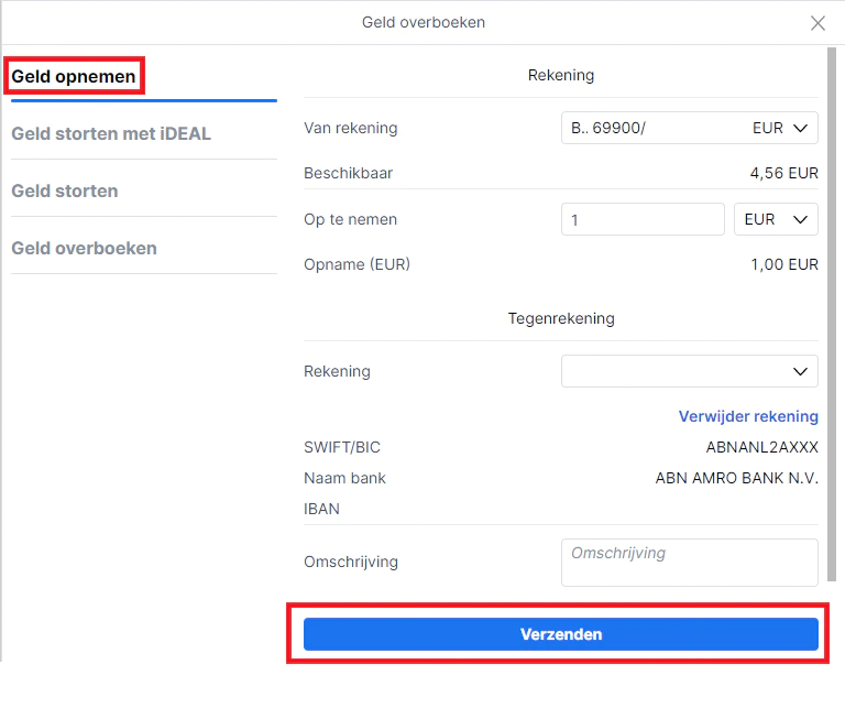 Geld opnemen Saxo Bank