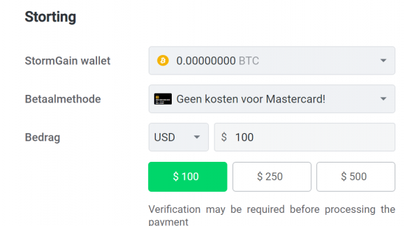 Geld storten Stormgain