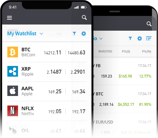 eToro mobiele applicatie